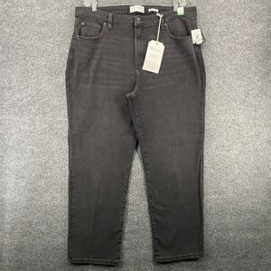 RE Generation Jeans Womens Plus 20 Black Straight‎ High Rise Stretch Denim 90s